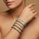 925 Silver Quartz & Chalcedony Colour Mix Bead Bracelet