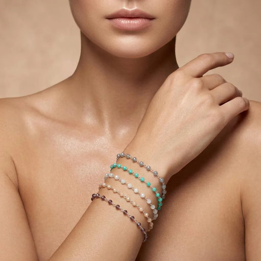 925 Sterling Silver Pastel Chalcedony Bracelet – Peach, Pink & More
