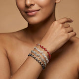 925 Silver Red Chalcedony, Labradorite & Moonstone Bead Bracelet