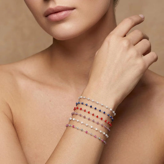 925 Sterling Silver Multi-Gemstone Beaded Bracelet | Sar Gems