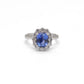 Blue Sapphire & CZ 18k Solid Gold Statement Ring – 7US