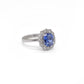 Blue Sapphire & CZ 18k Solid Gold Statement Ring – 7US