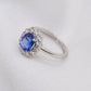 Blue Sapphire & CZ 18k Solid Gold Statement Ring – 7US