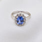 Blue Sapphire & CZ 18k Solid Gold Statement Ring – 7US
