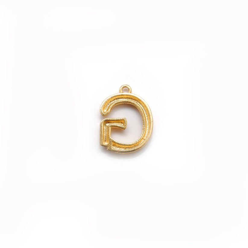 18k Solid Yellow Gold G Initial Letter Charm Pendant