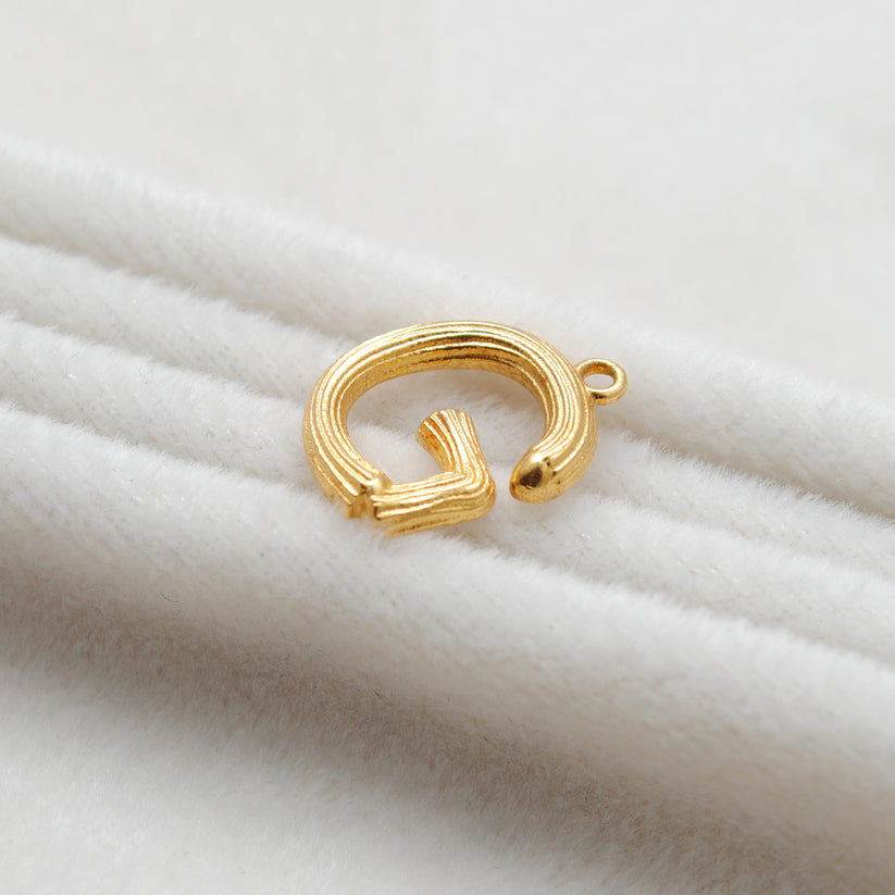 18k Solid Yellow Gold G Initial Letter Charm Pendant