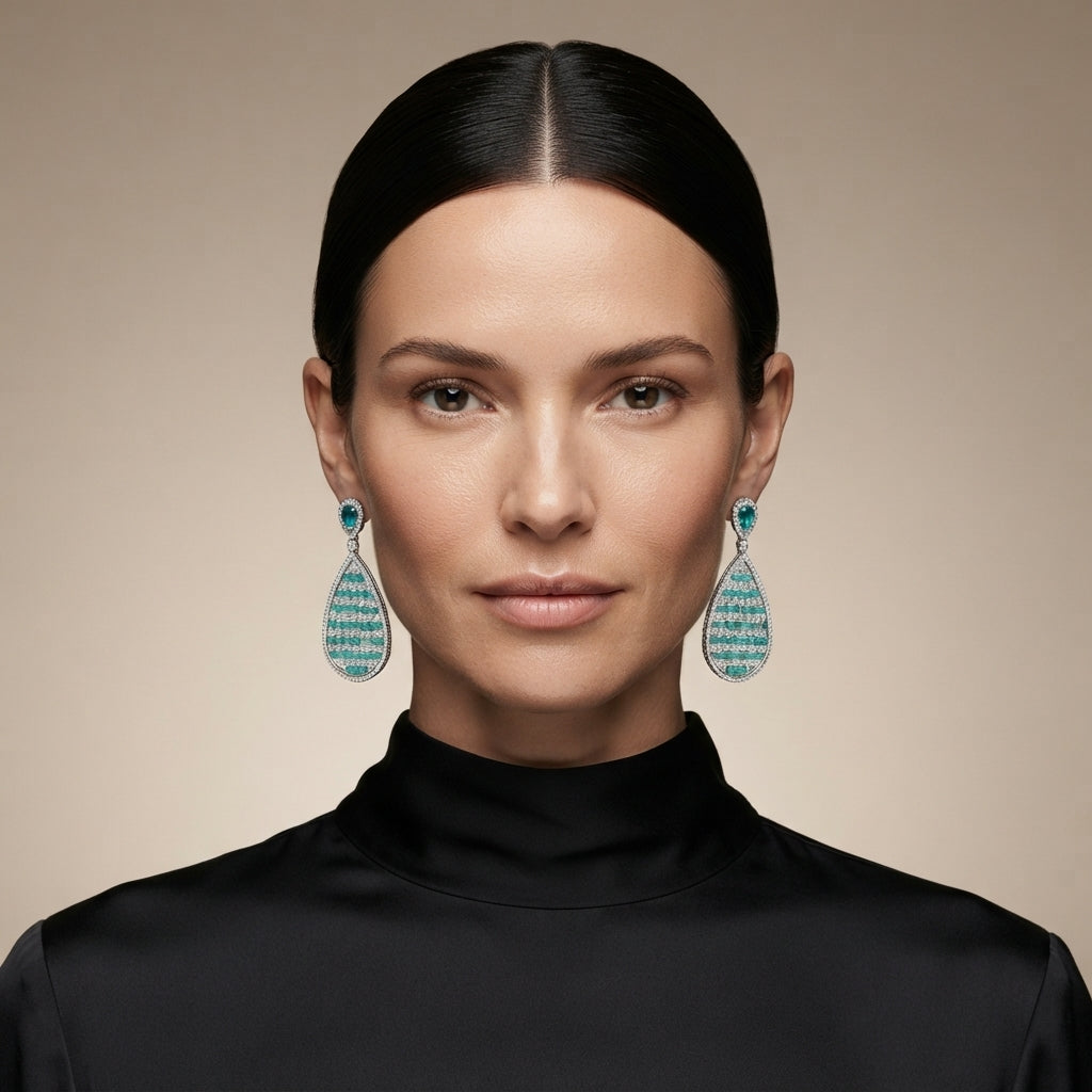 Emerald Ripple Drop Earrings