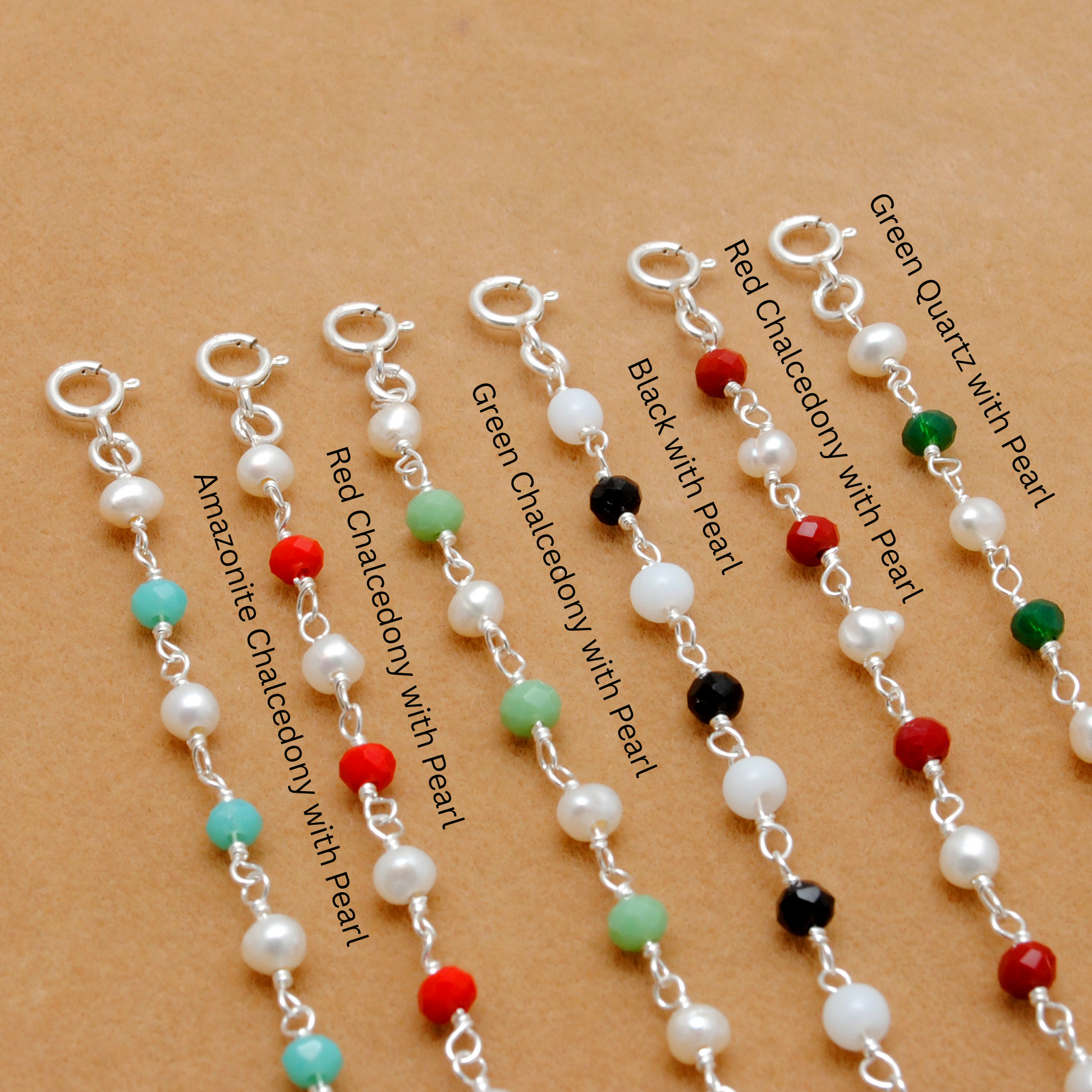 925 Silver Multi Chalcedony & Pearl Bracelet – Matching Necklace Available – Gift for Her - Sar Gems