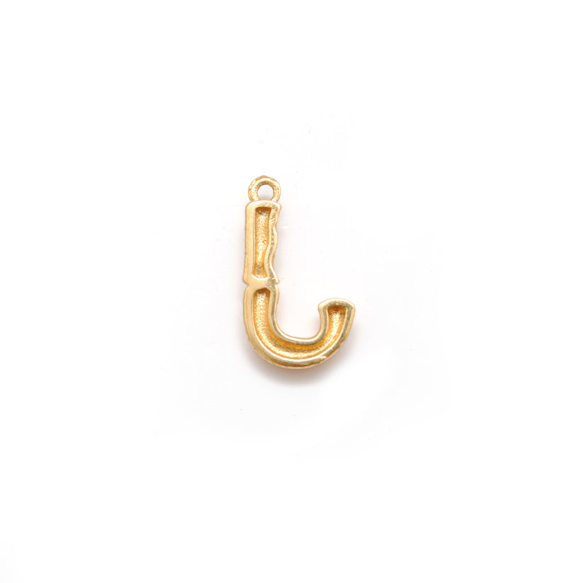 18k Solid Yellow Gold J Initial Letter Charm Pendant