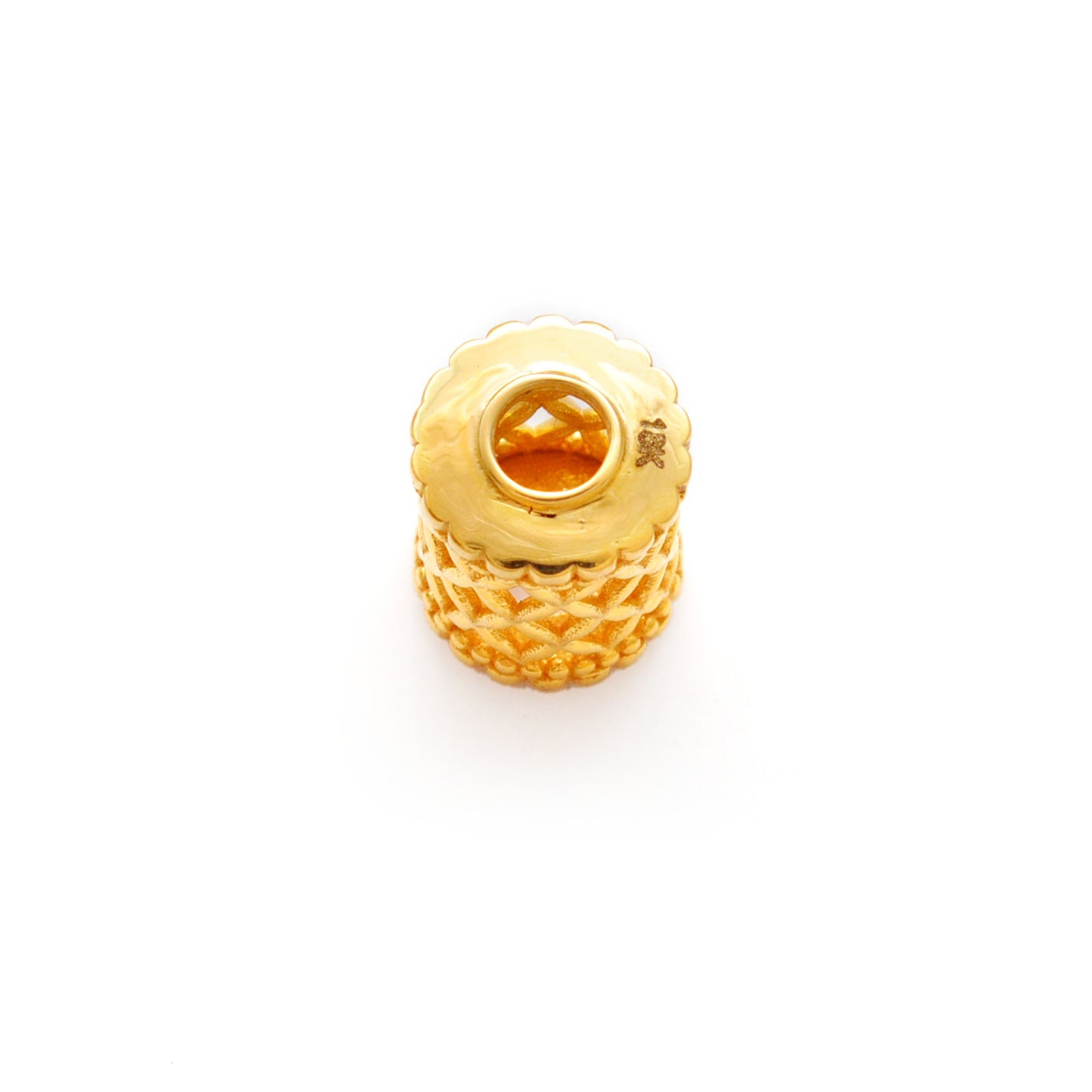 18KT Yellow Gold Mesh Drum Gold Spacer Bead Components Findings