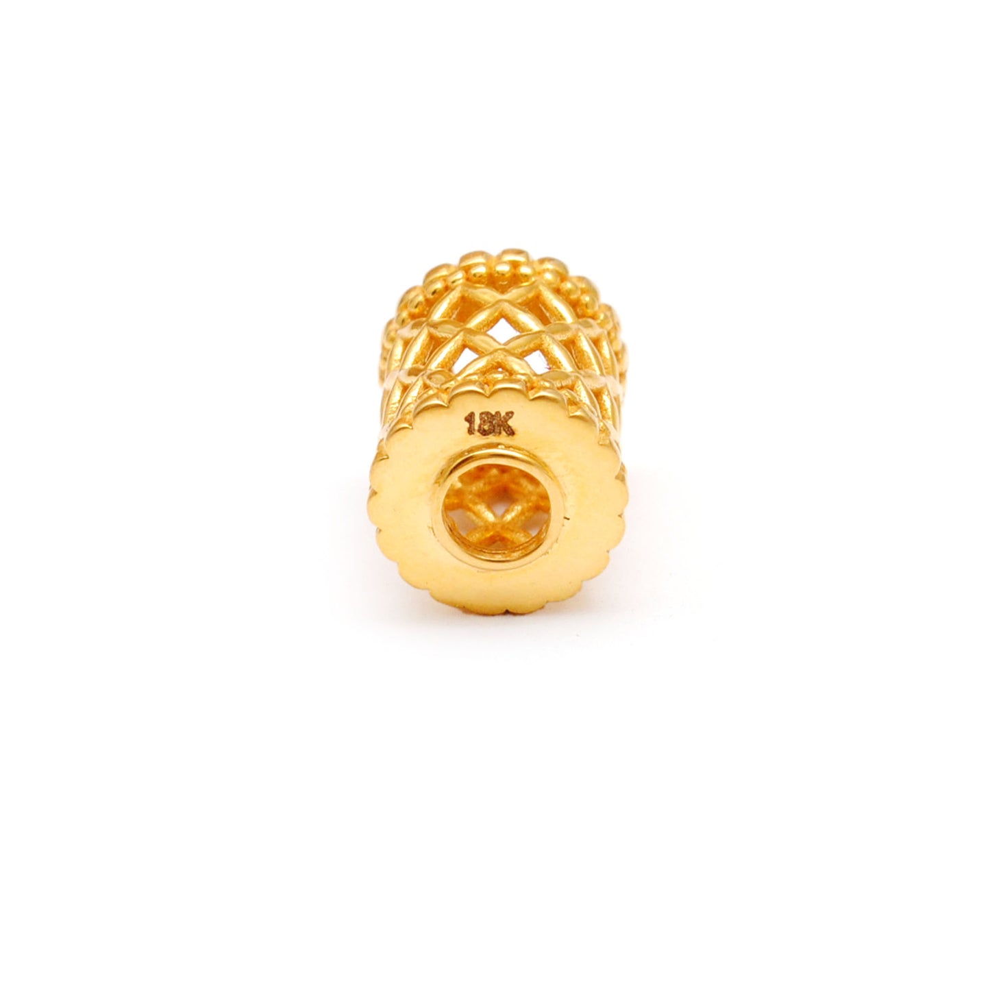 18KT Yellow Gold Mesh Drum Gold Spacer Bead Components Findings