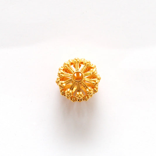 18 Karat Gold Antique Floral Spacer Beads 12mm - view 3