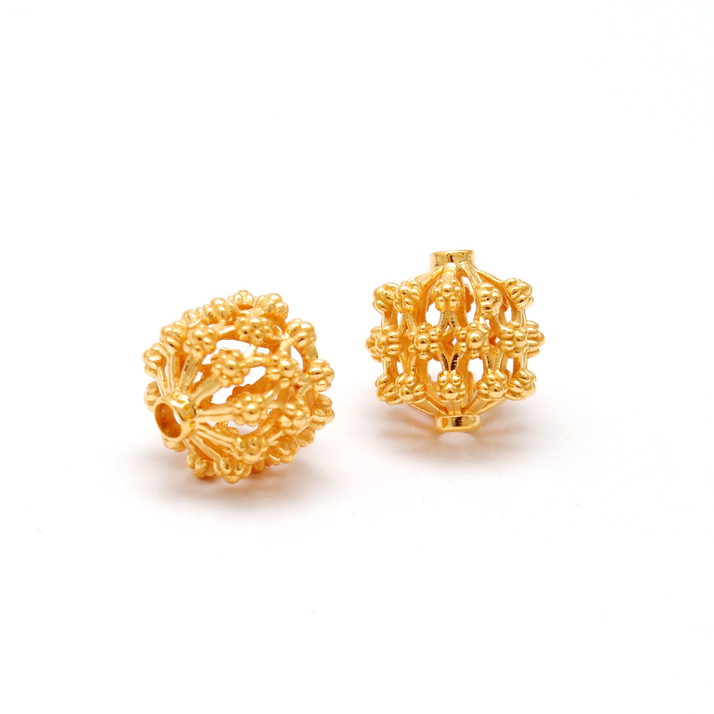 18 Karat Gold Antique Floral Spacer Beads 12mm