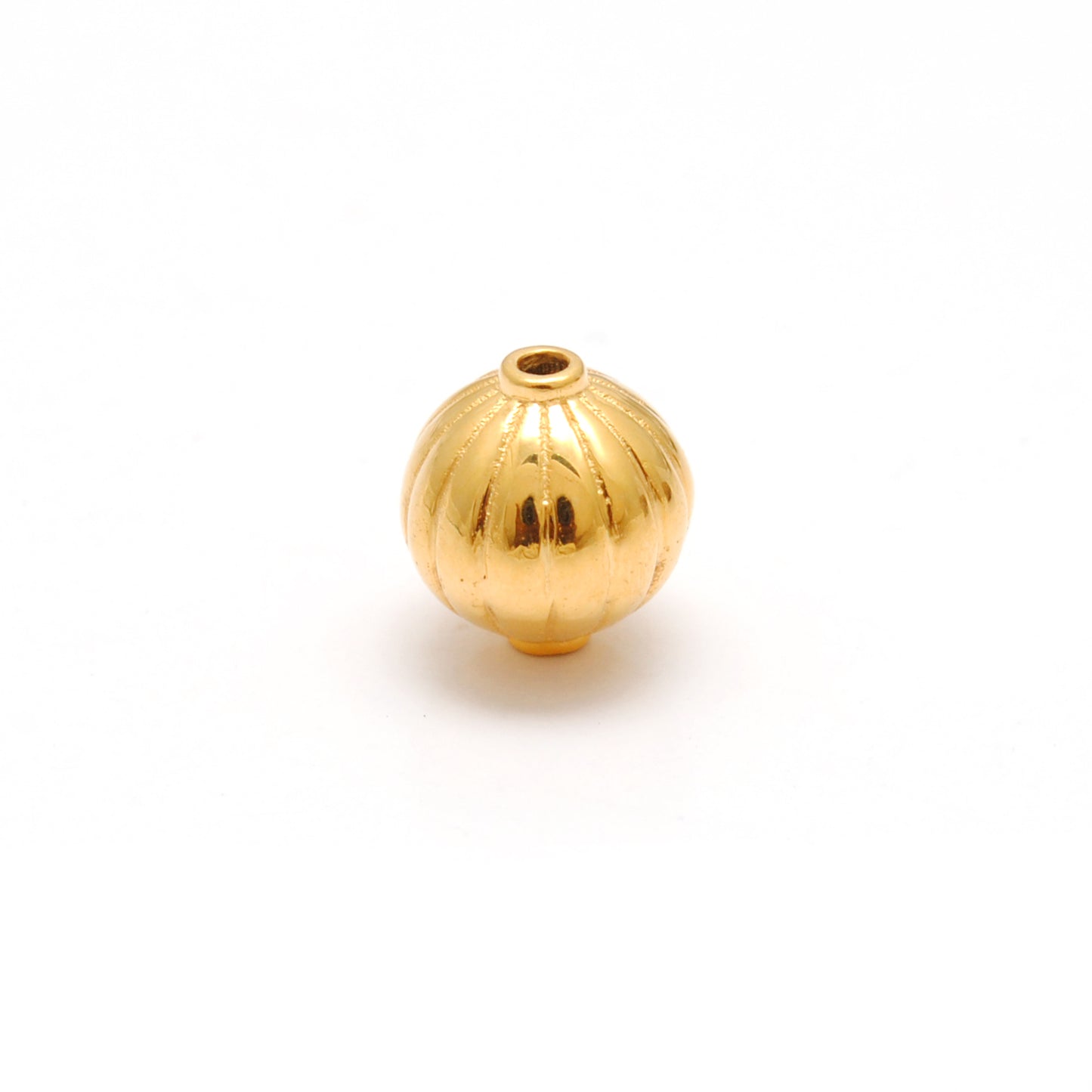 18 Carat Solid Yellow Gold Corrugated Gold Spacer Bead Components 8x9mm