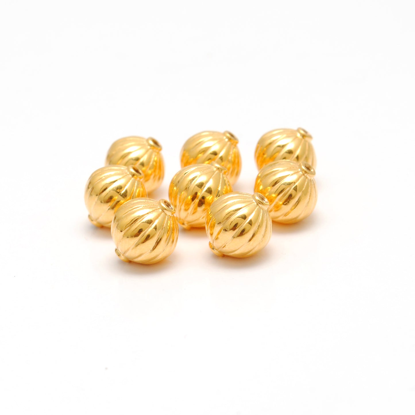 18 Carat Solid Yellow Gold Corrugated Gold Spacer Bead Components 8x9mm