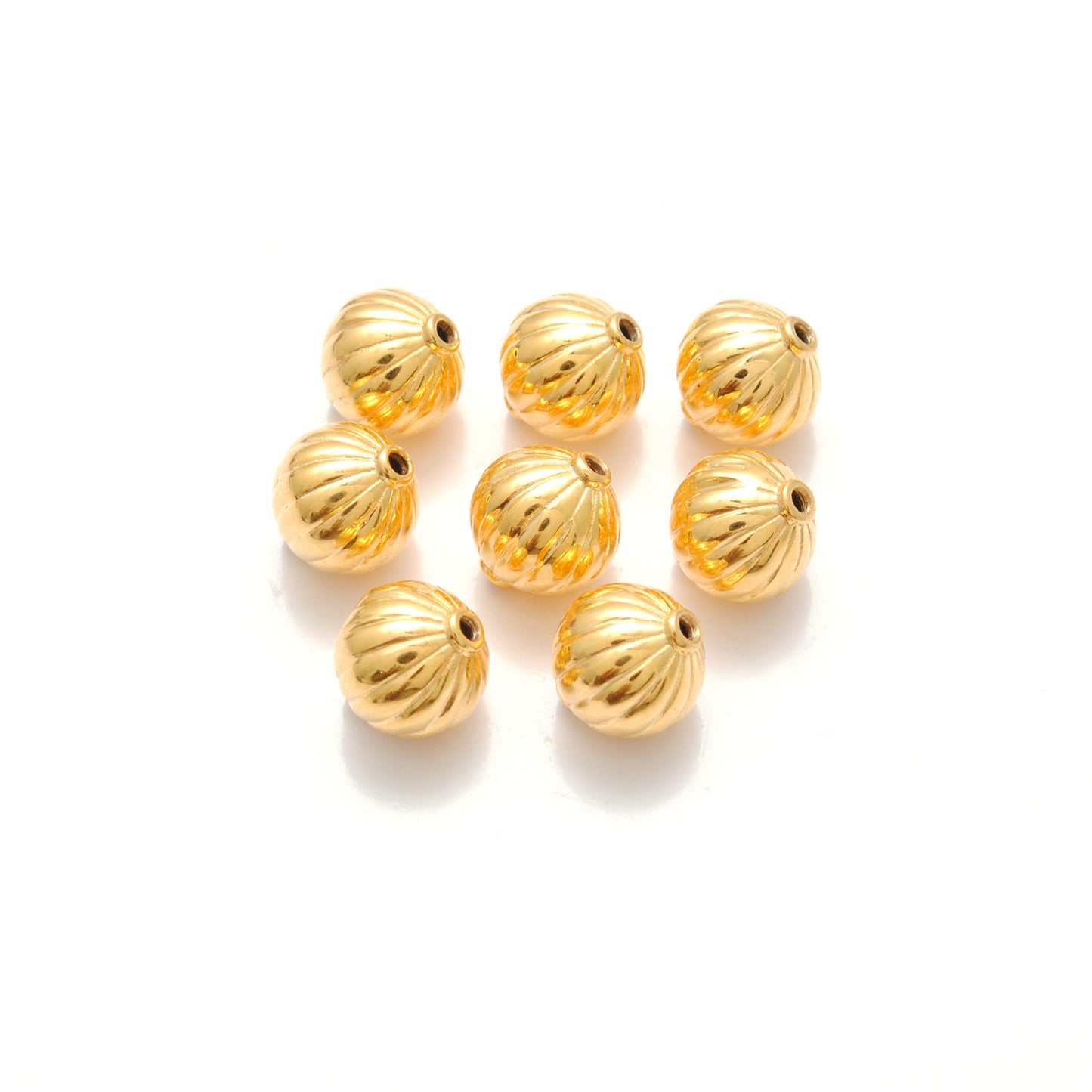 18 Carat Solid Yellow Gold Corrugated Gold Spacer Bead Components 8x9mm