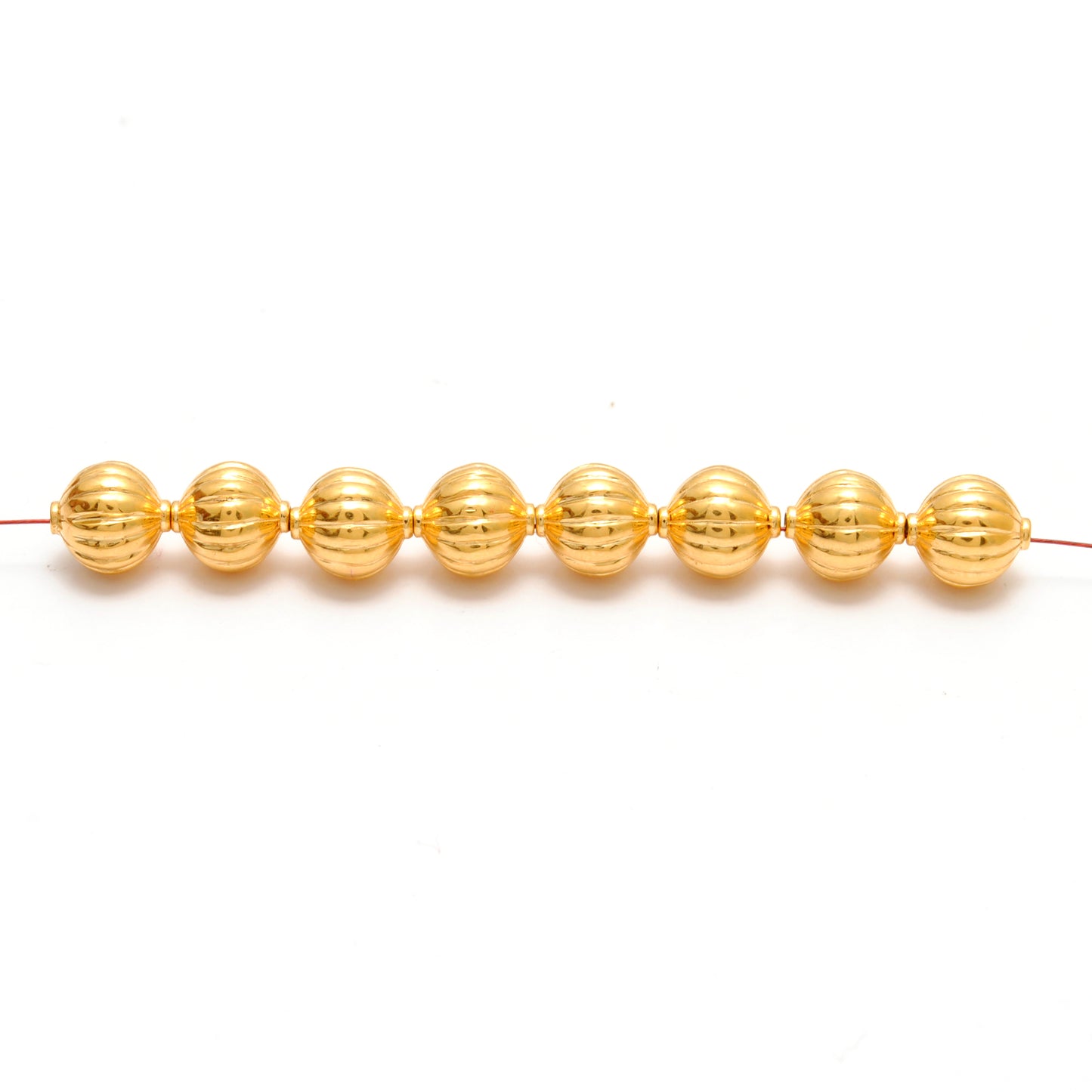 18 Carat Solid Yellow Gold Corrugated Gold Spacer Bead Components 8x9mm