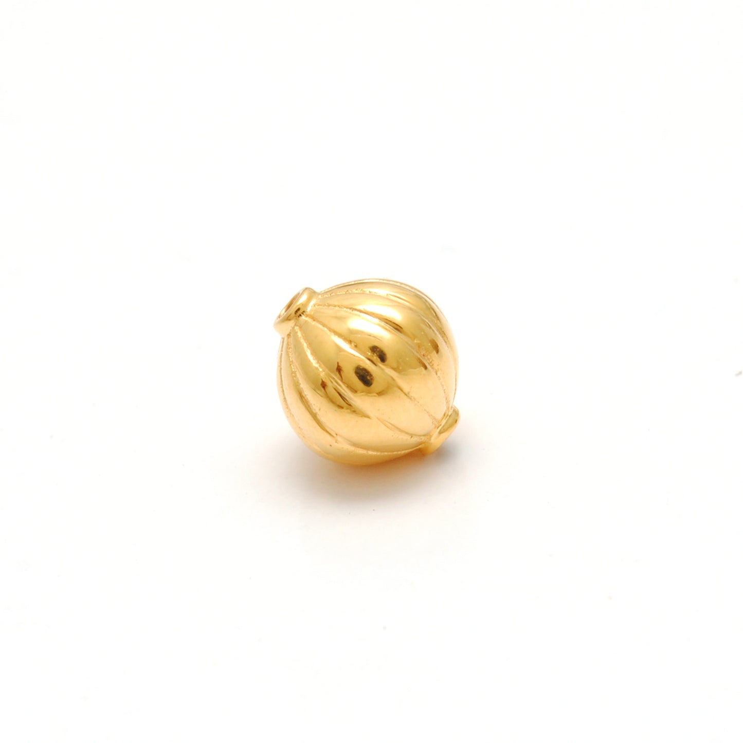 18 Carat Solid Yellow Gold Corrugated Gold Spacer Bead Components 8x9mm
