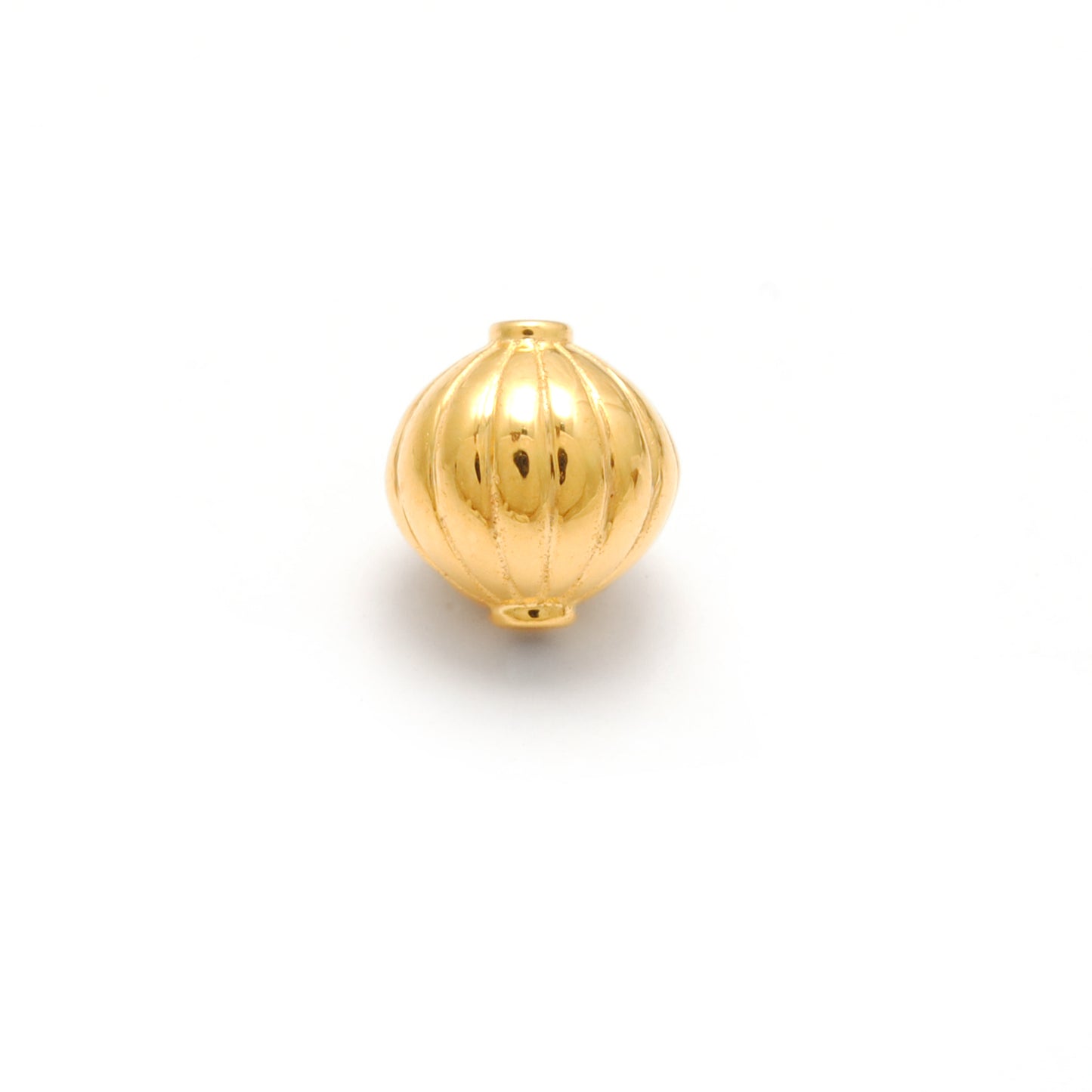 18 Carat Solid Yellow Gold Corrugated Gold Spacer Bead Components 8x9mm
