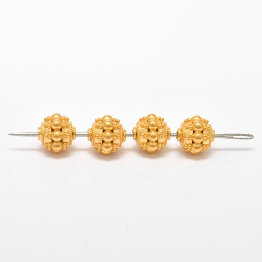 9.5mm 18K Gold Indian Style Rondelle Spacer Beads Findings - view 3