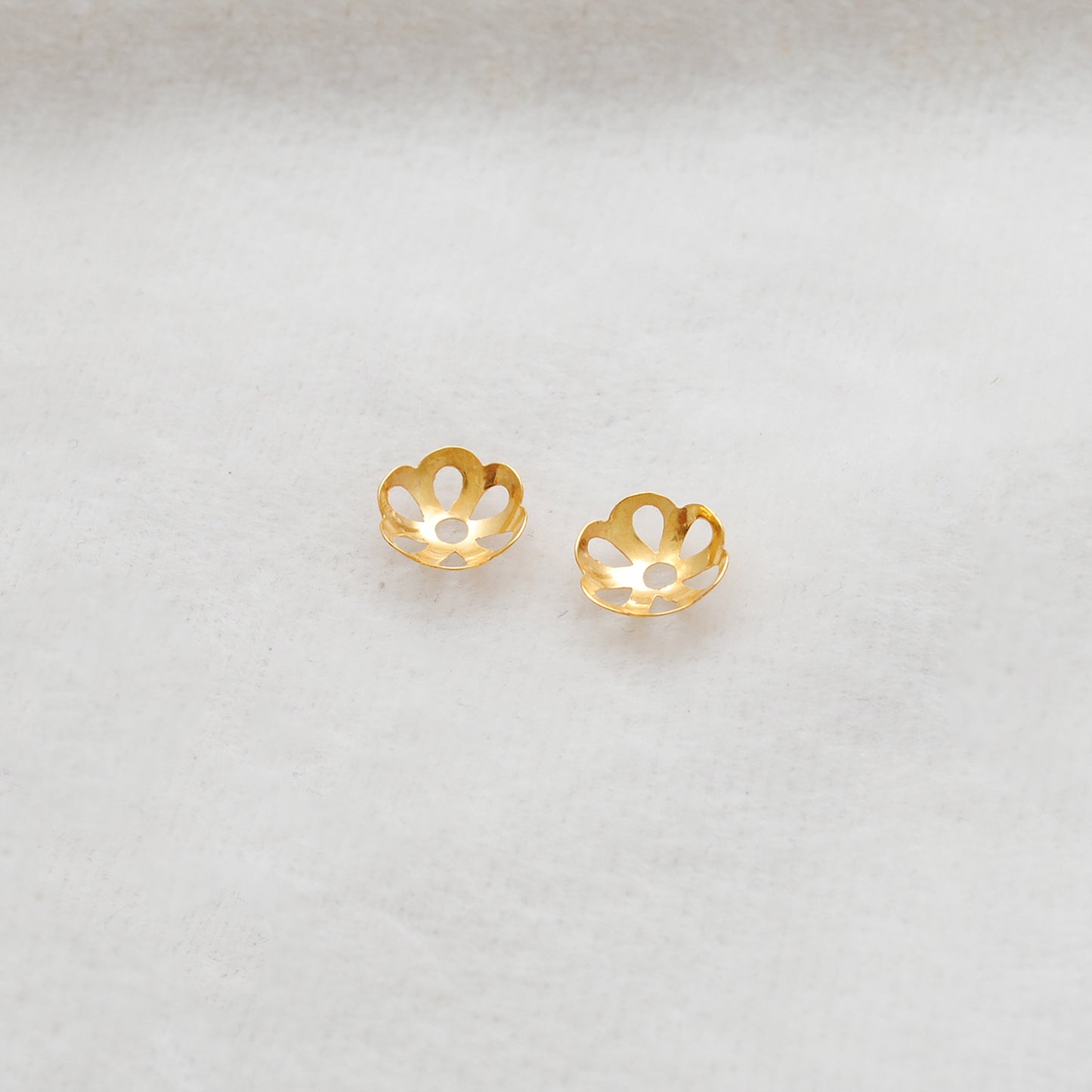 Floral 18 Karat Gold  Bead Cap Plain Findings Craft 8mm for Elegant Jewelry Designs