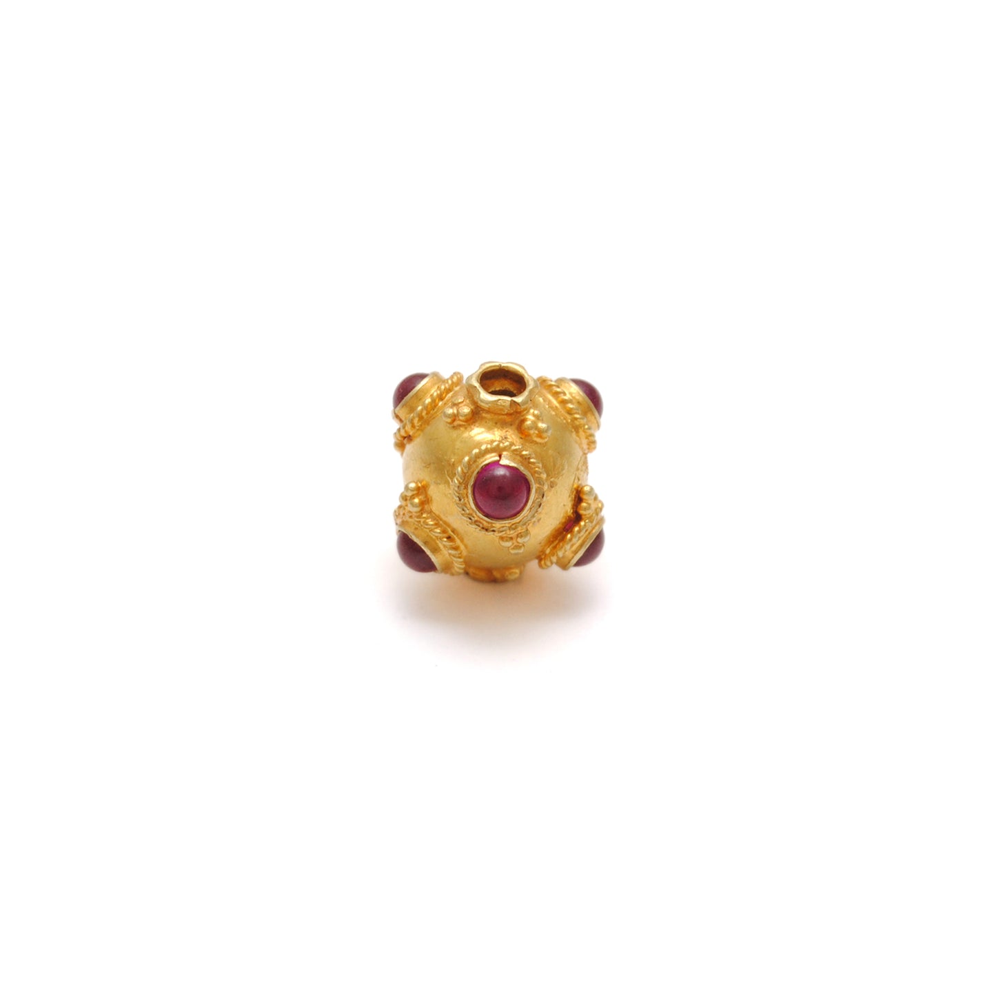 18 Karat Gold Ruby Ball Spacer Beads 11x10mm