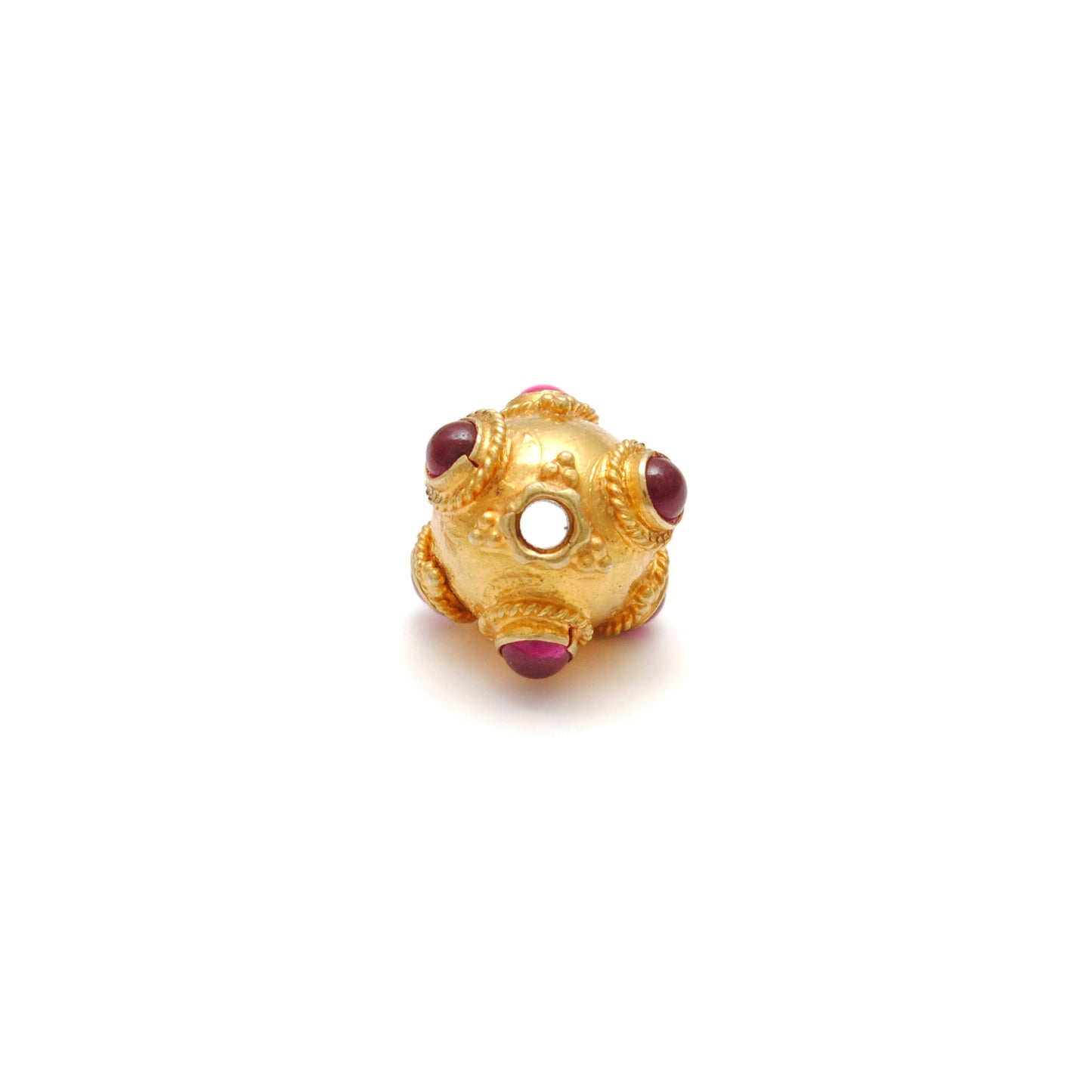 18 Karat Gold Ruby Ball Spacer Beads 11x10mm