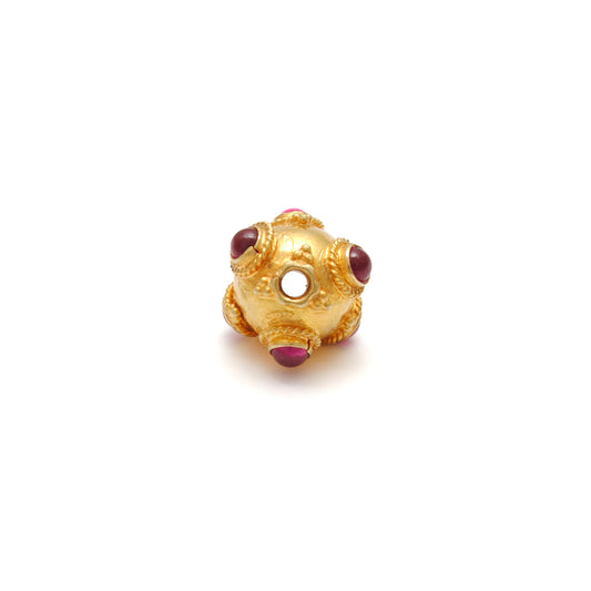 18 Karat Gold Ruby Ball Spacer Beads 11x10mm