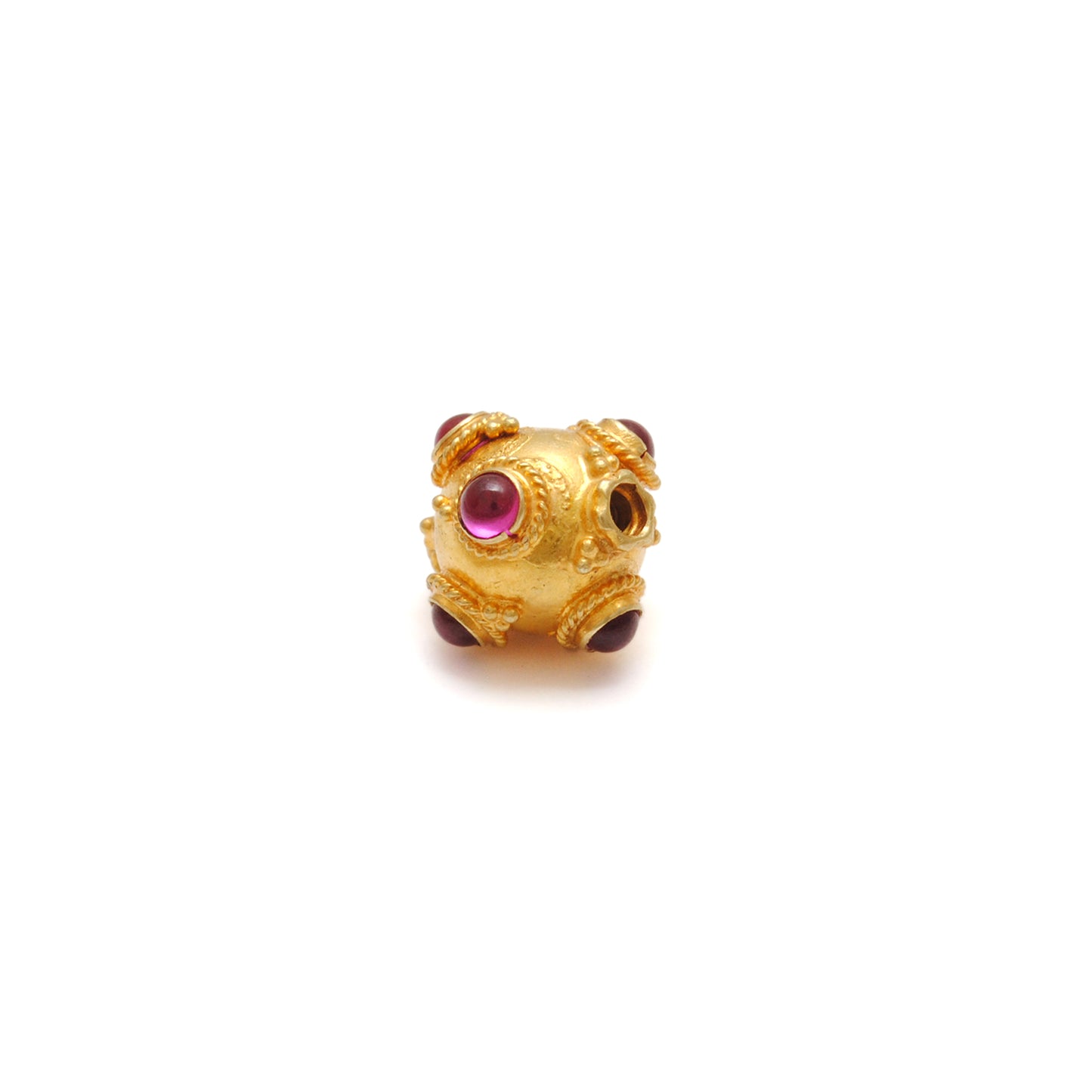 18 Karat Gold Ruby Ball Spacer Beads 11x10mm
