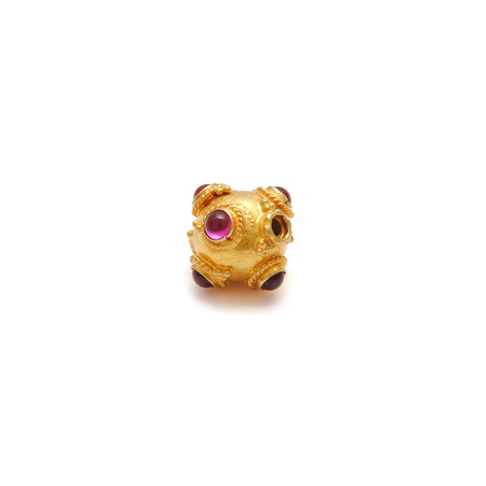 18 Karat Gold Ruby Ball Spacer Beads 11x10mm - view 3