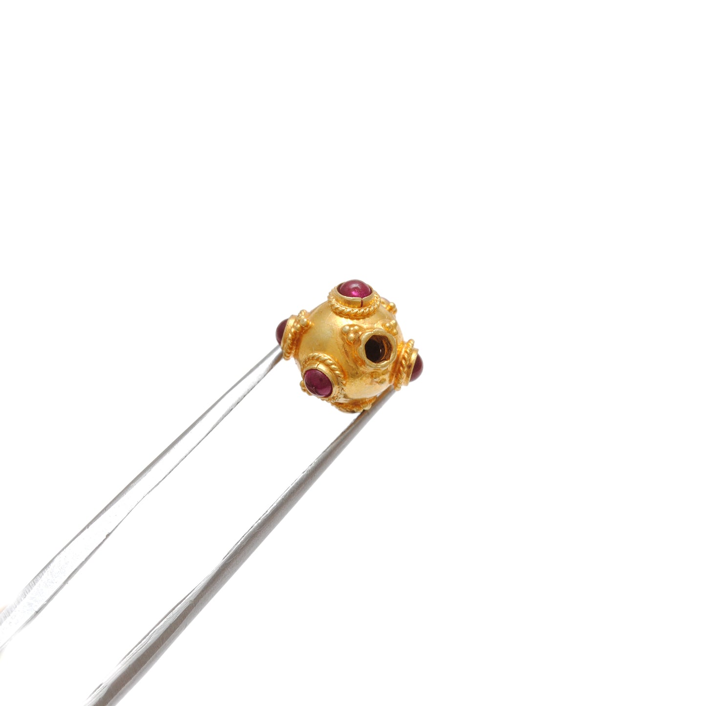 18 Karat Gold Ruby Ball Spacer Beads 11x10mm