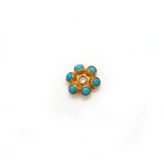 18 Karat Gold Turquoise Flower Spacer Bead