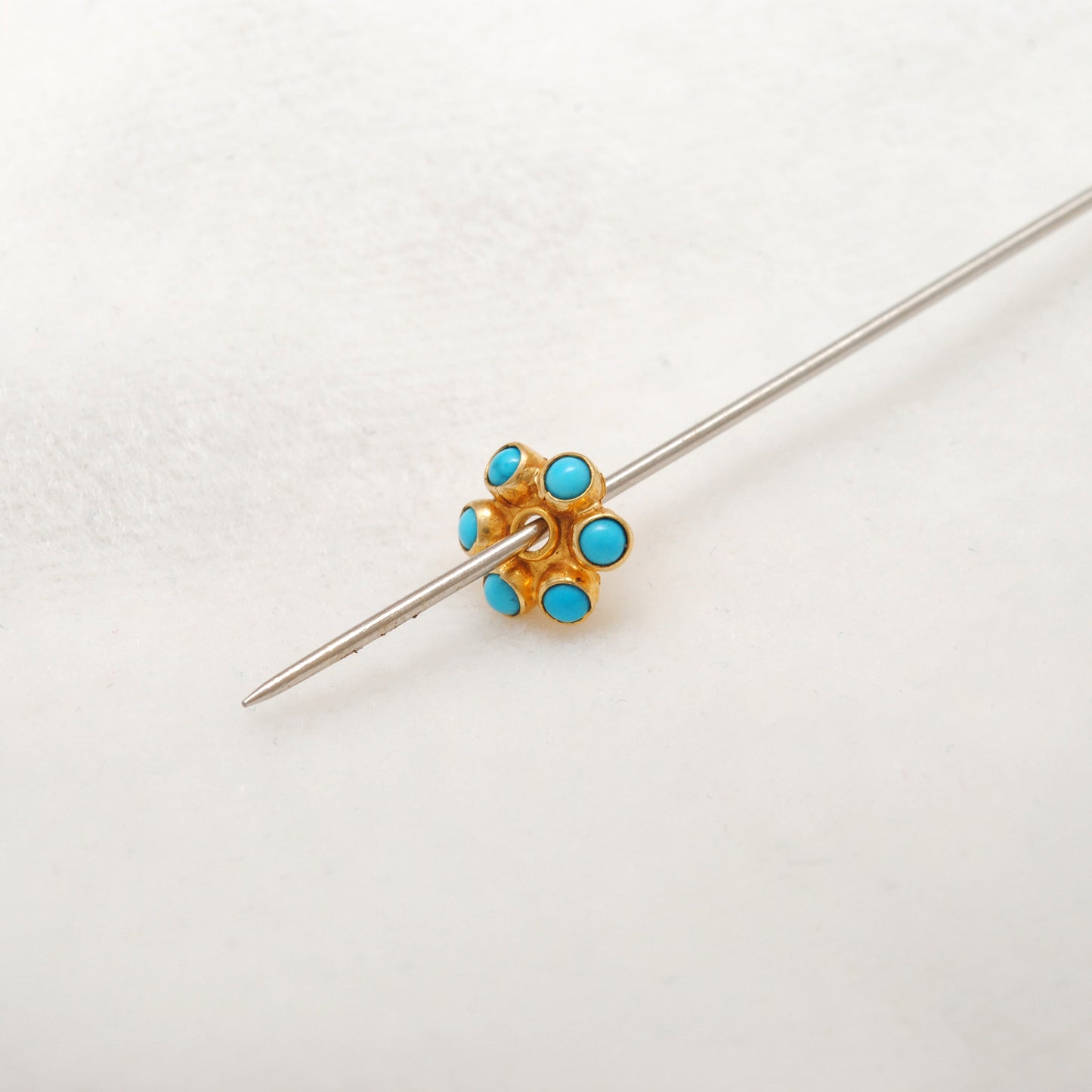 18 Karat Gold Turquoise Flower Spacer Bead