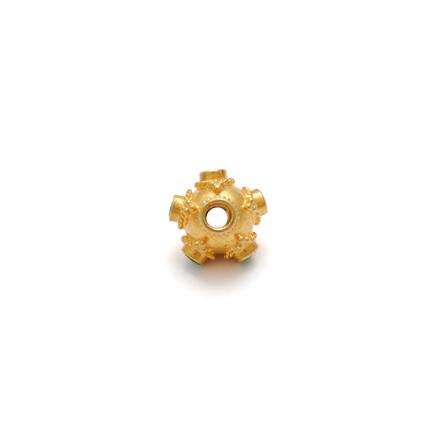 18K Gold Stone Studded Rondelle Beads 7.5mm