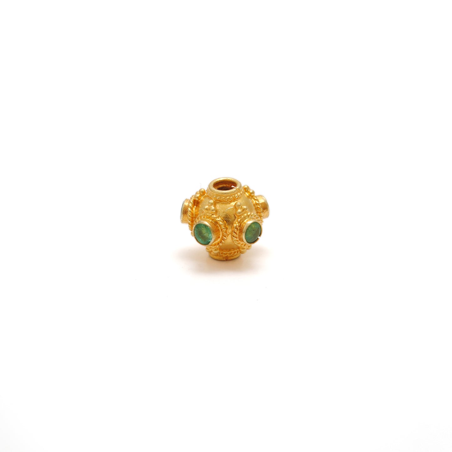 18K Gold Stone Studded Rondelle Beads 7.5mm