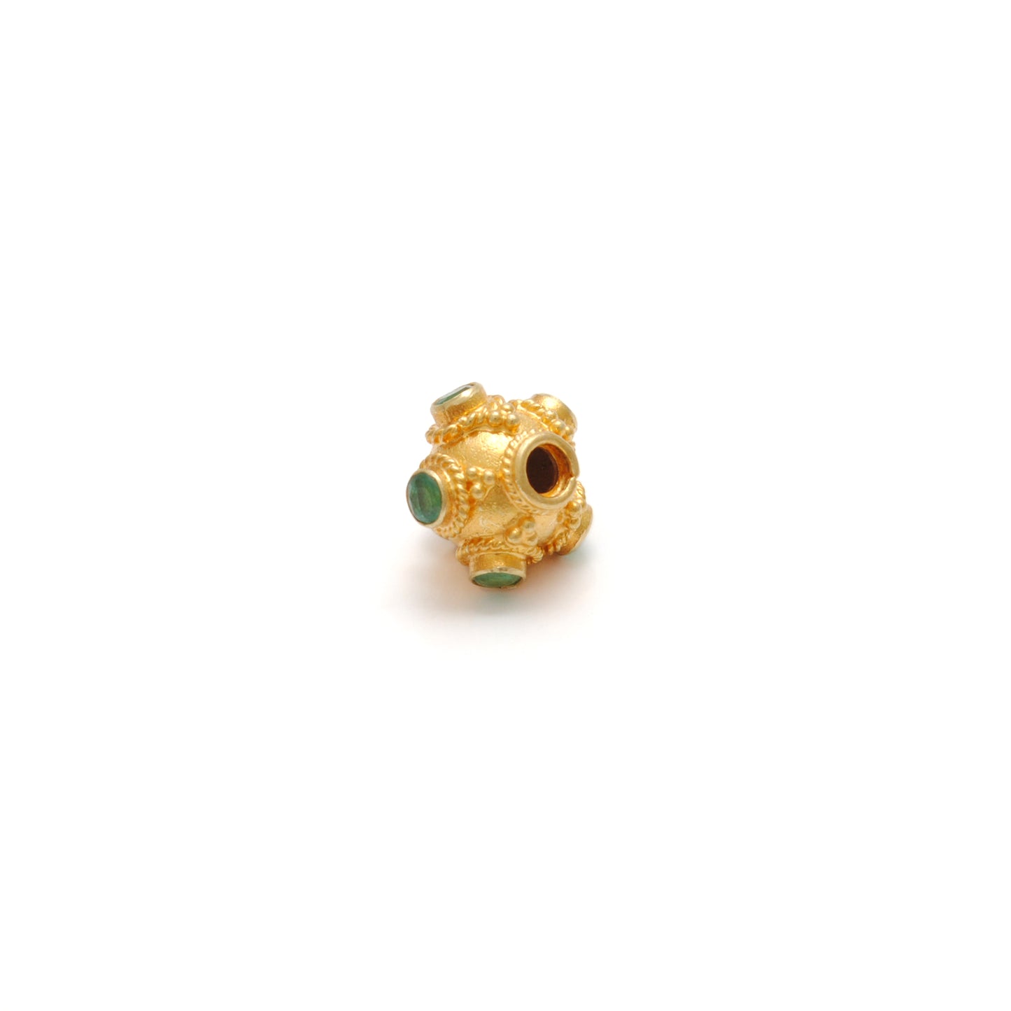 18K Gold Stone Studded Rondelle Beads 7.5mm