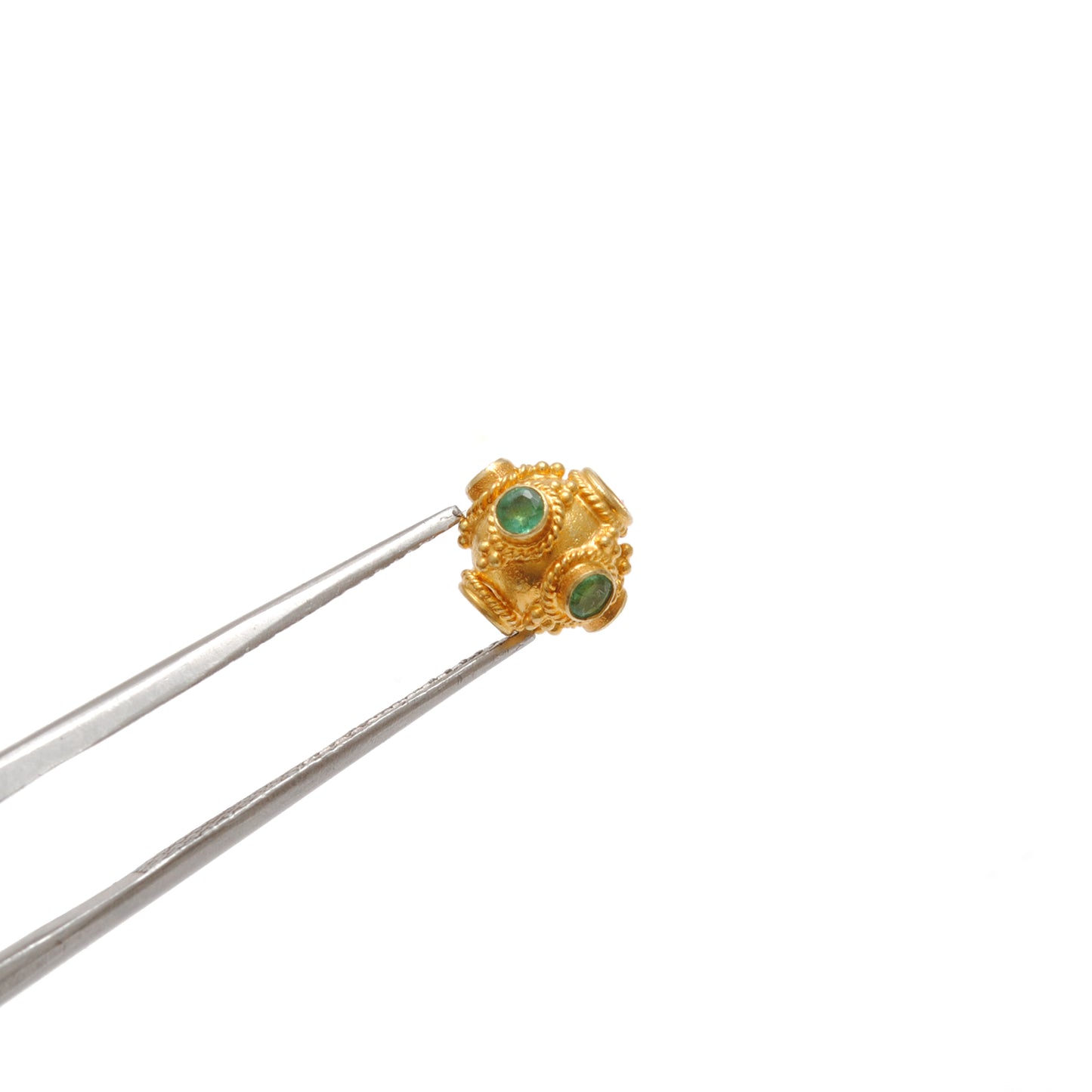 18K Gold Stone Studded Rondelle Beads 7.5mm