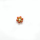 18K Gold Bead Wheel Coral Stone Gold Spacer Bead Components 8mm