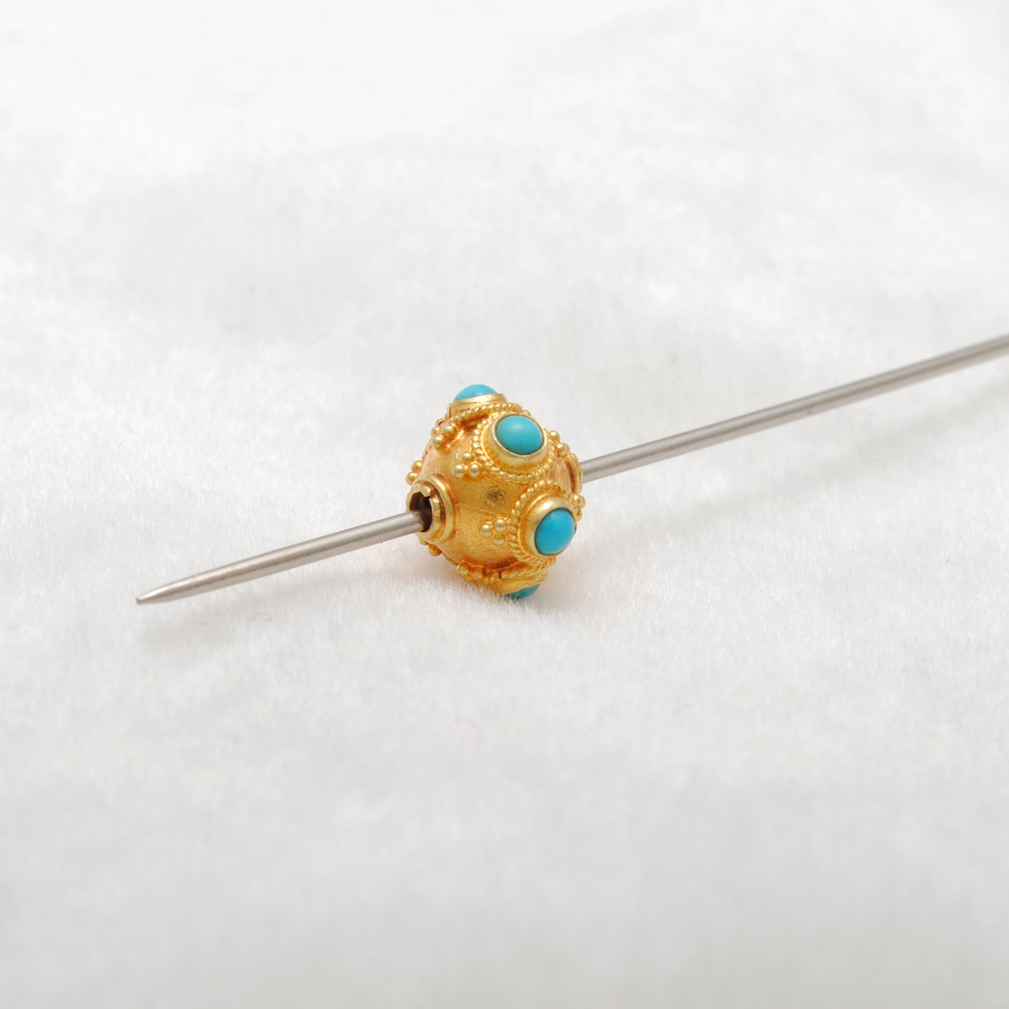 9mm 18 Carat Gold Turquoise Spacer Beads