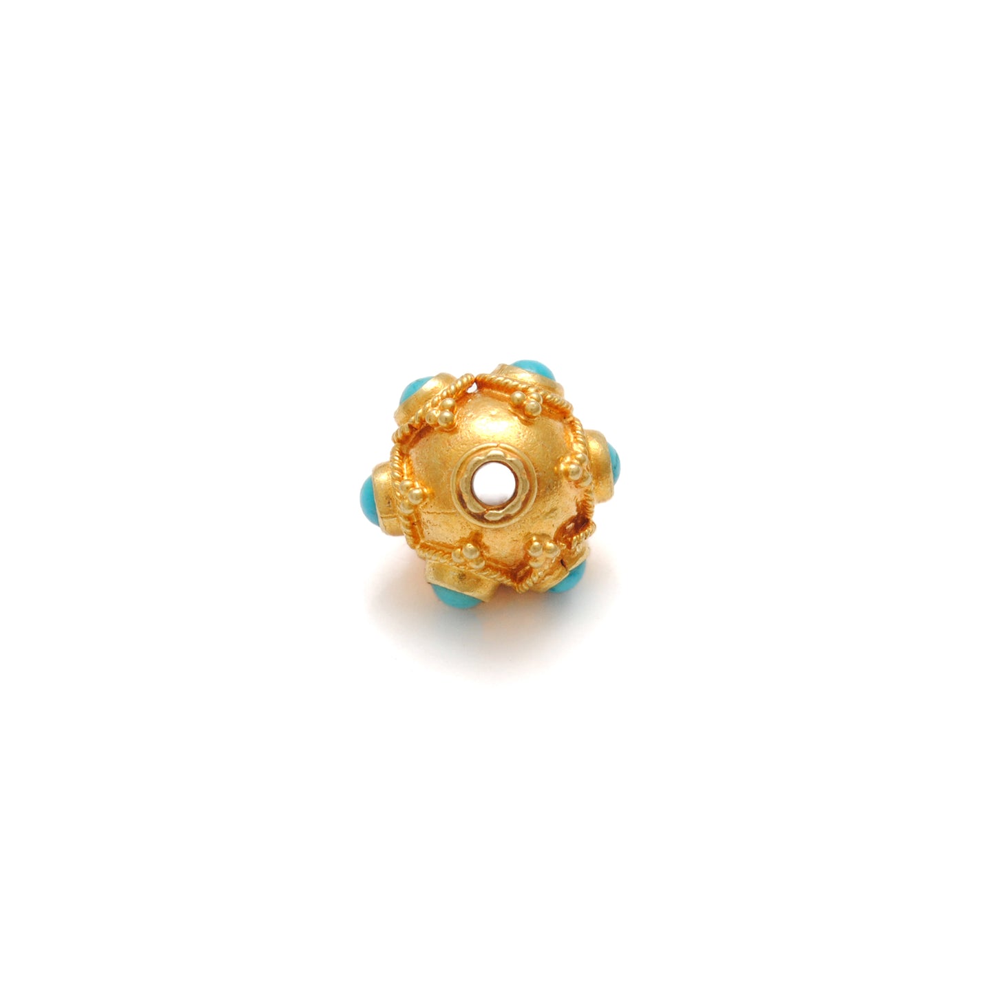9mm 18 Carat Gold Turquoise Spacer Beads