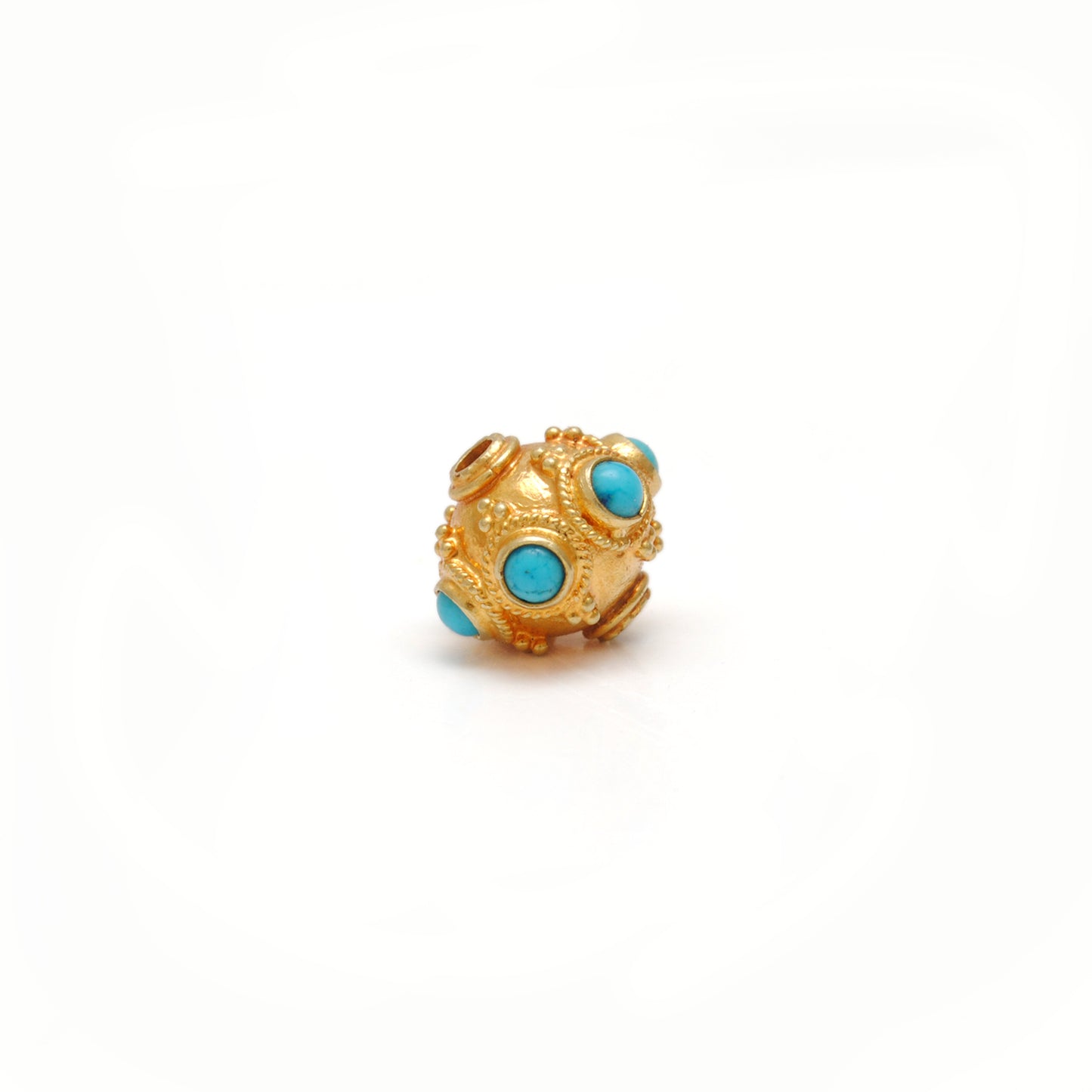 9mm 18 Carat Gold Turquoise Spacer Beads
