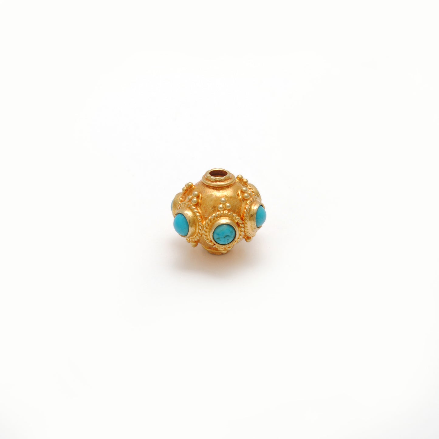 9mm 18 Carat Gold Turquoise Spacer Beads
