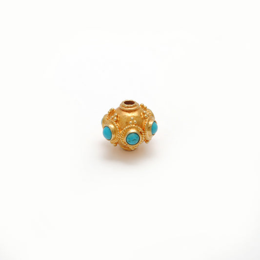 9mm 18 Carat Gold Turquoise Spacer Beads - view 3