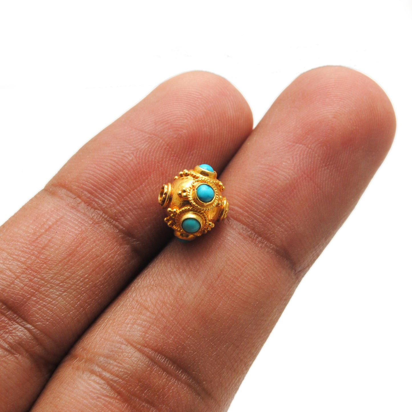 9mm 18 Carat Gold Turquoise Spacer Beads