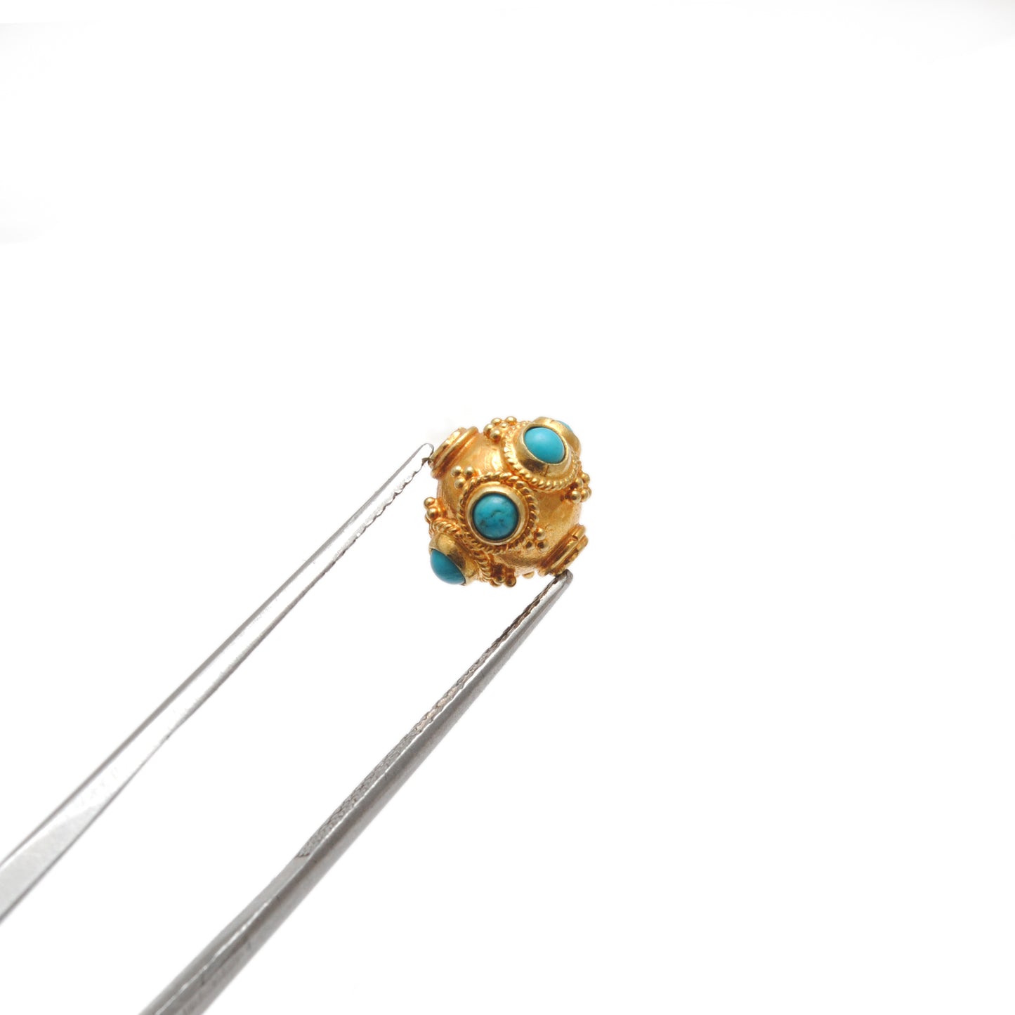 9mm 18 Carat Gold Turquoise Spacer Beads