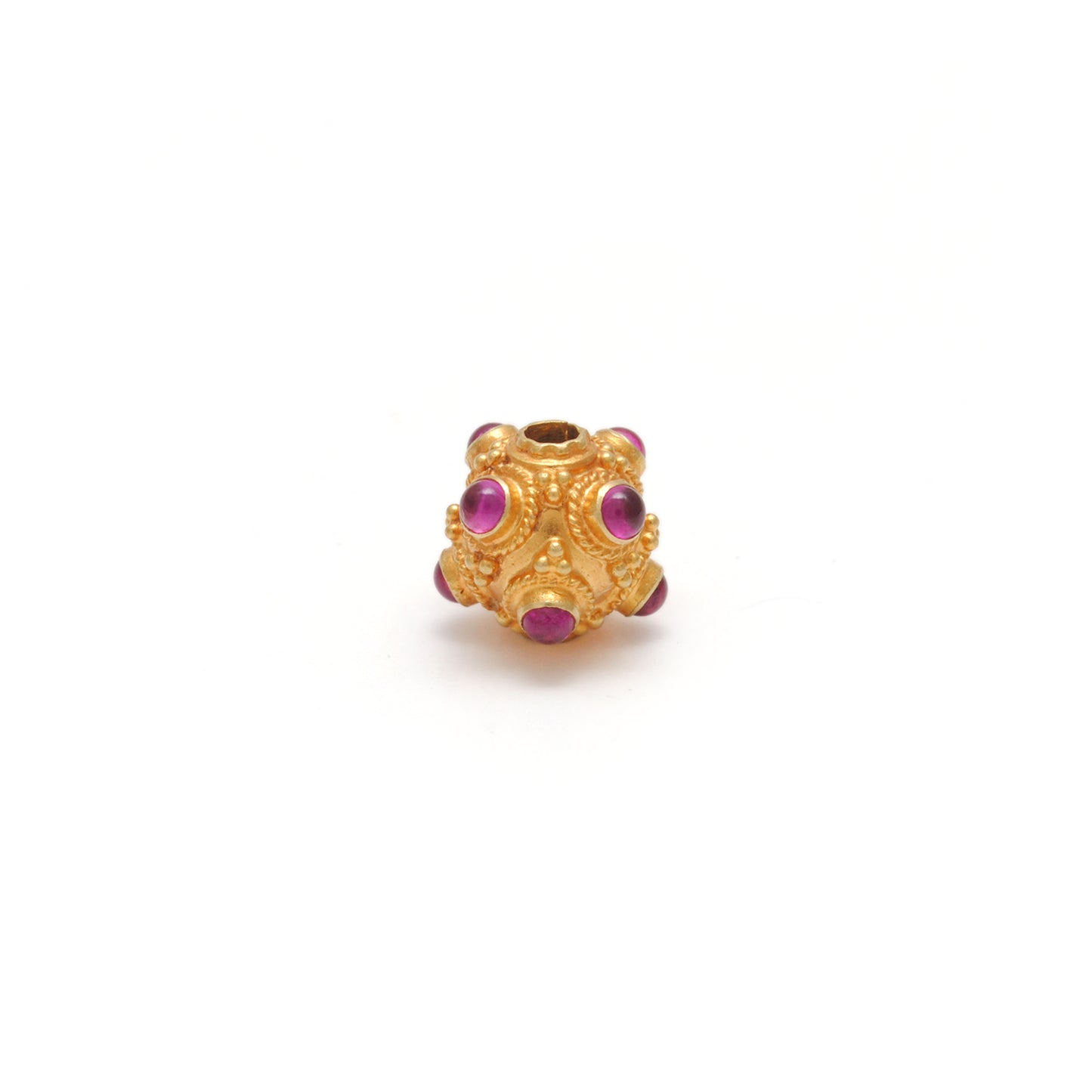 18 Karat Gold Ruby Filigree Ball Spacer Beads 8mm