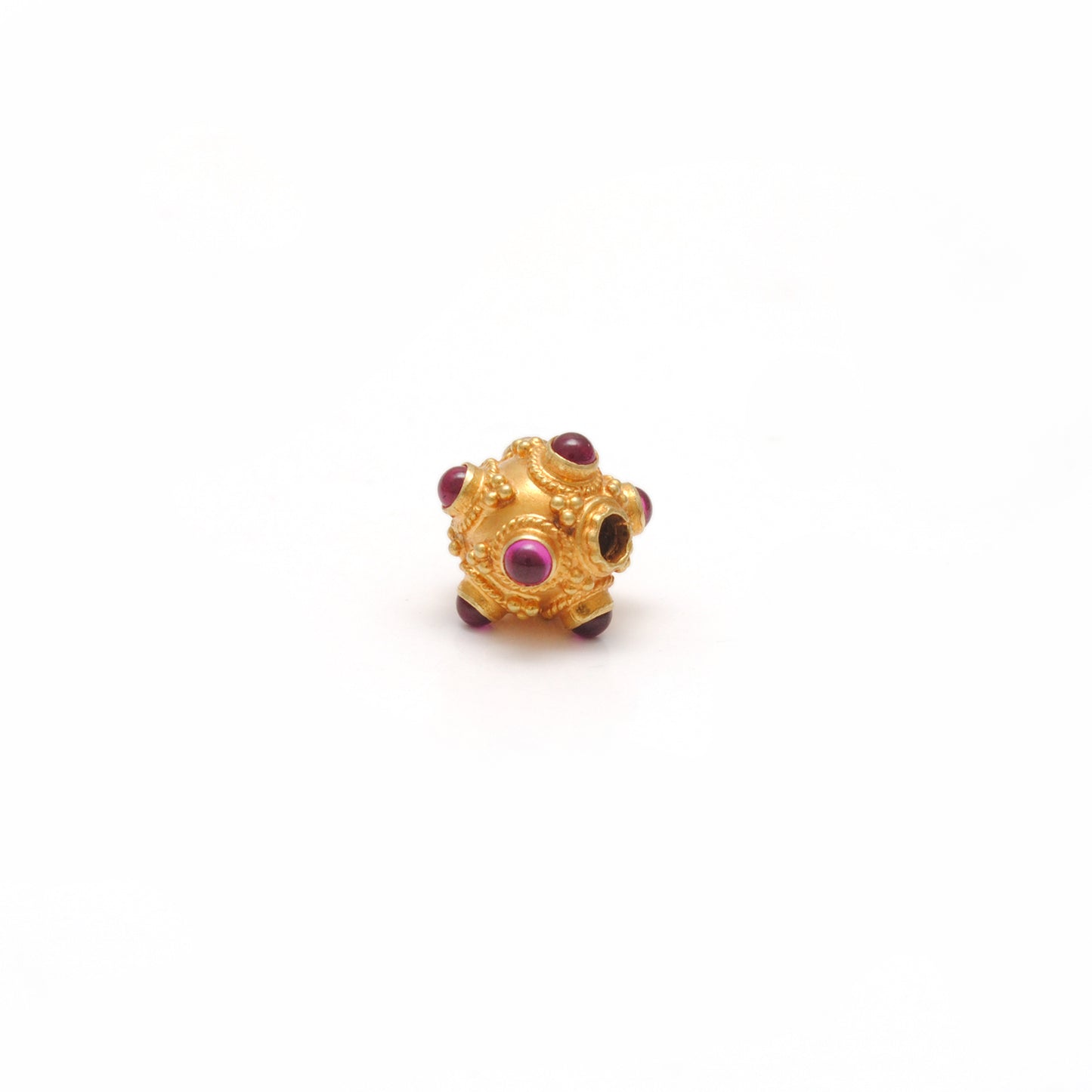 18 Karat Gold Ruby Filigree Ball Spacer Beads 8mm