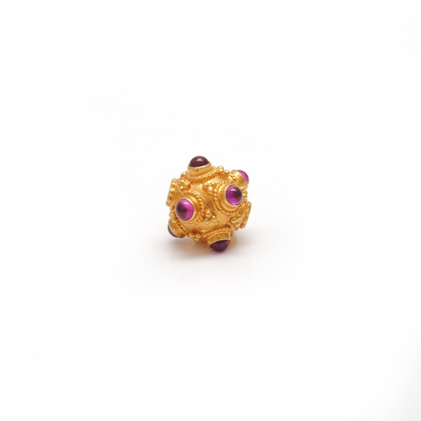 18 Karat Gold Ruby Filigree Ball Spacer Beads 8mm
