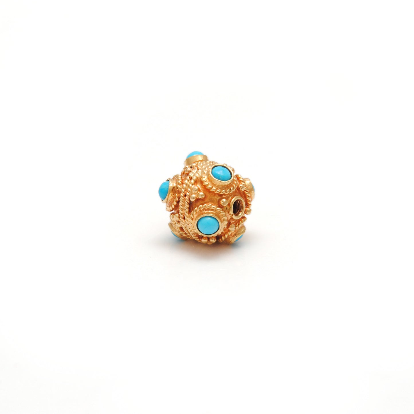 18 Carat Gold Turquoise Filigree Spacer Ball Beads
