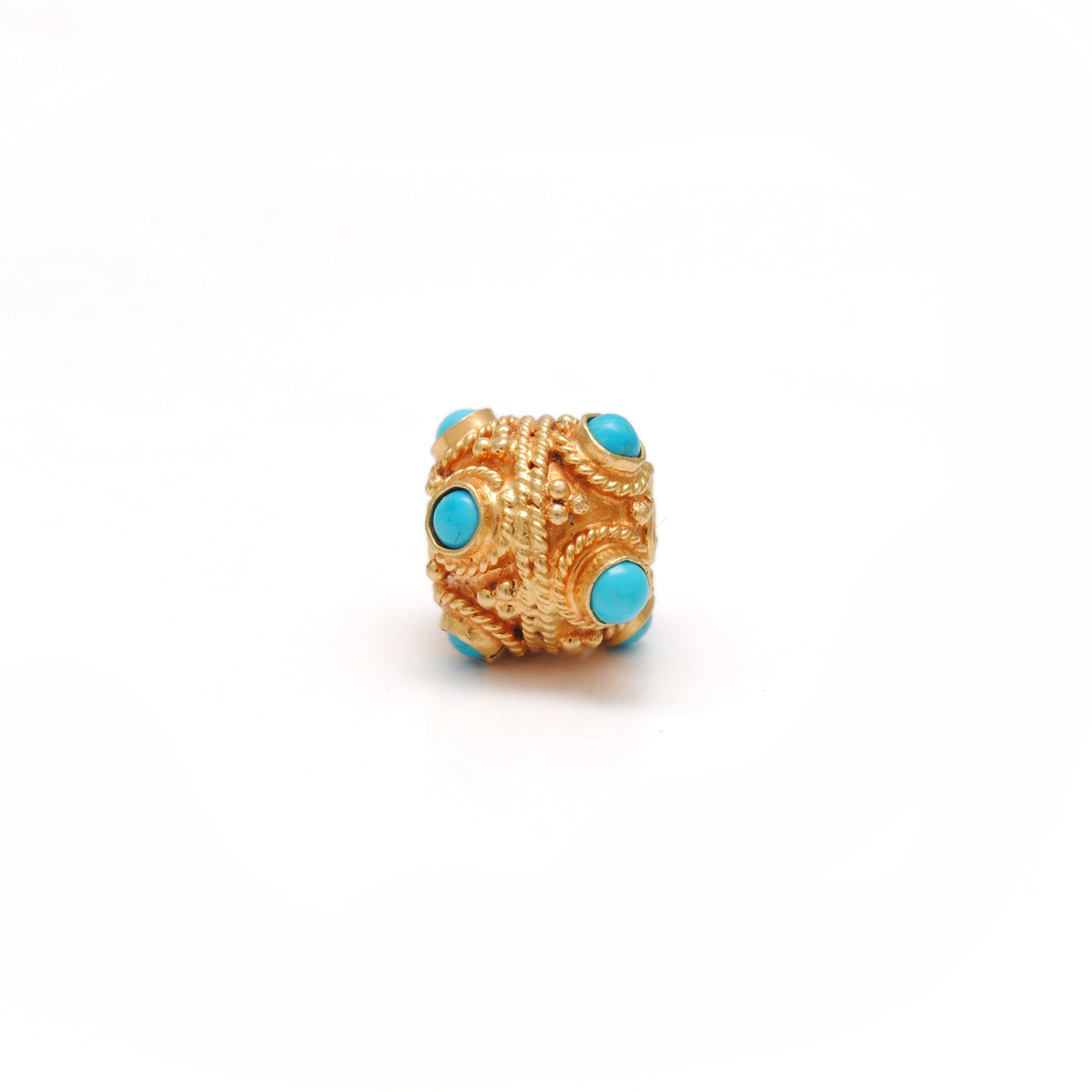 18 Carat Gold Turquoise Filigree Spacer Ball Beads